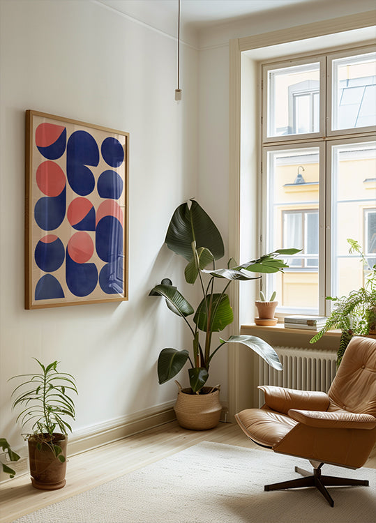 Geometric Abstract Art with Blue and Red Shapes (NEW) - Posterbox