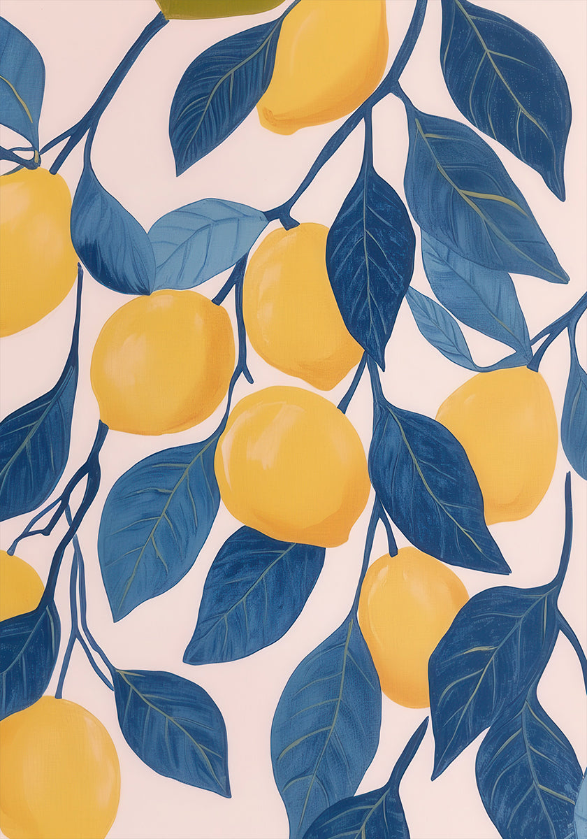 Lemon Tree with Blue Leaves Illustration (NEW) - Posterbox