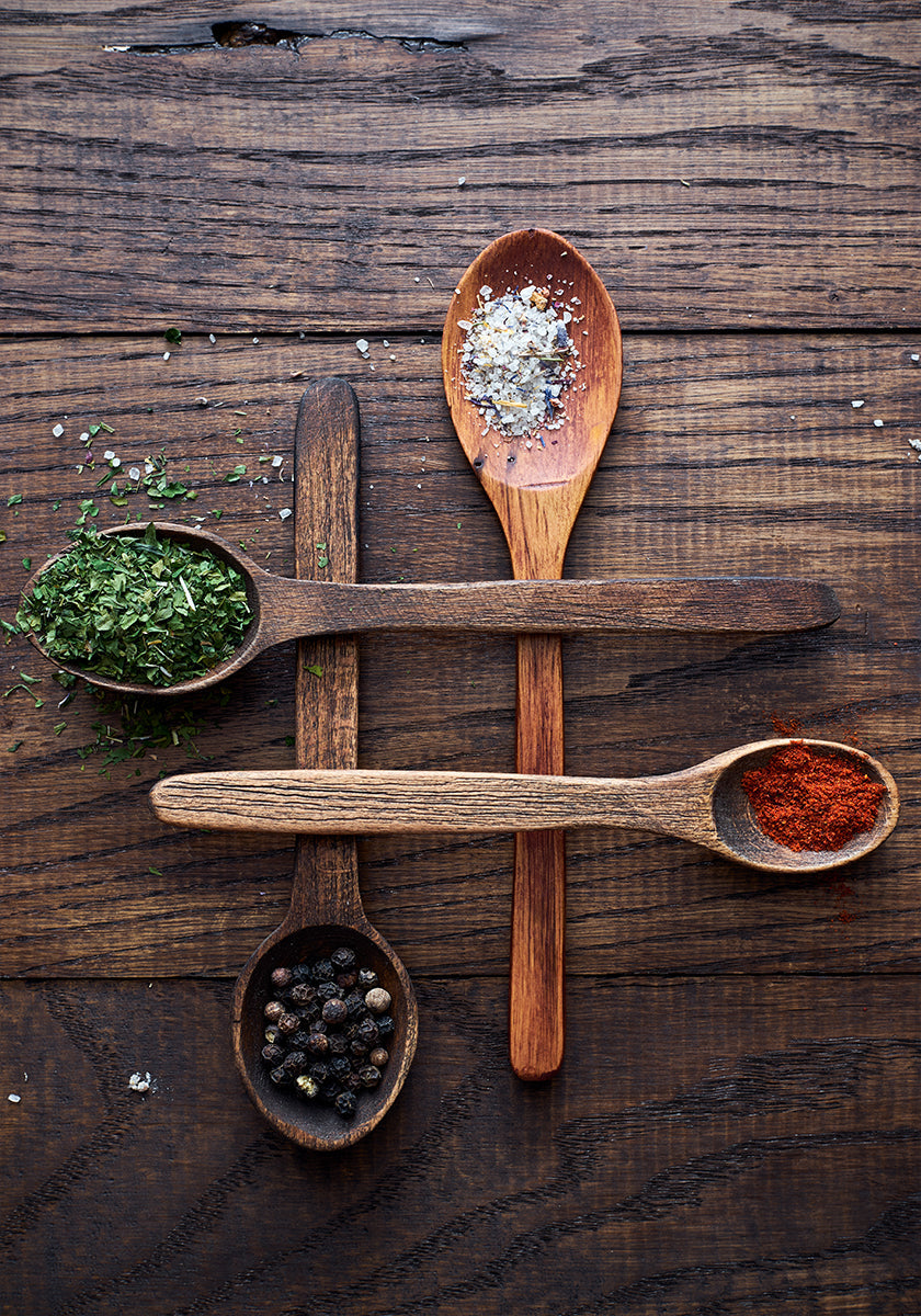 Wooden Spoons With Colorful Spices