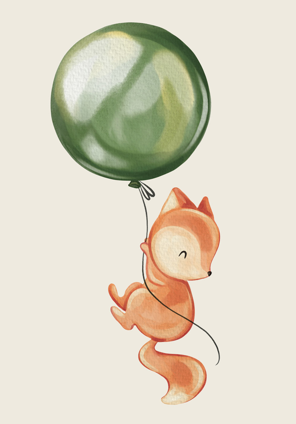 Fox Holding Balloon Nursery Poster - Posterbox.no