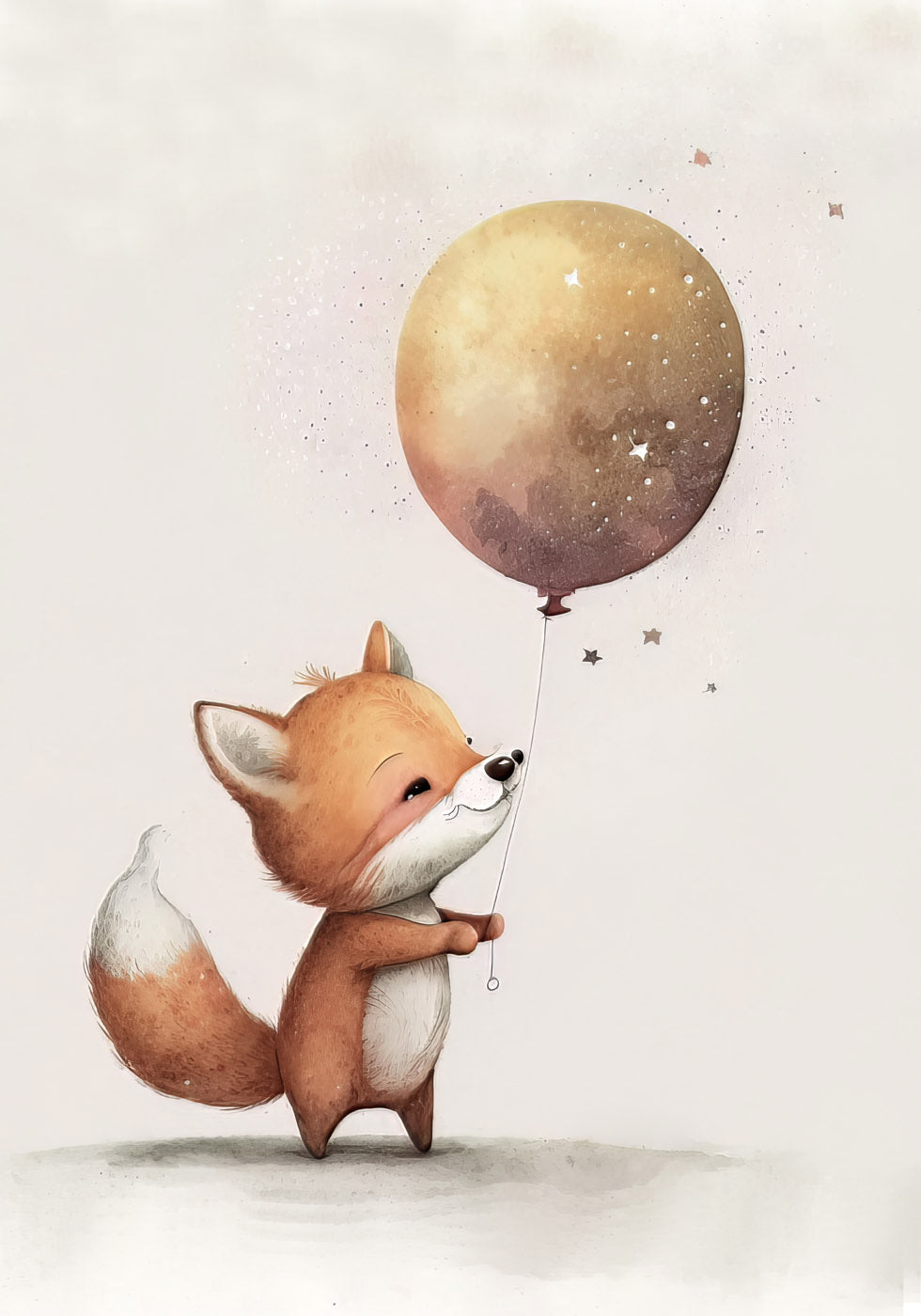 Fox Holding Balloon Nursery Poster - Posterbox.no