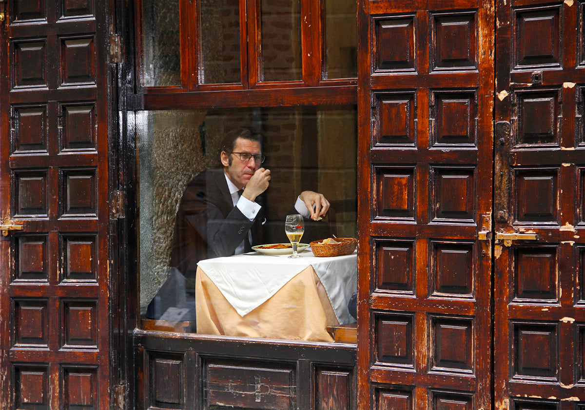 Lonely Man Dinner in Madrid's Latin Quarter Poster