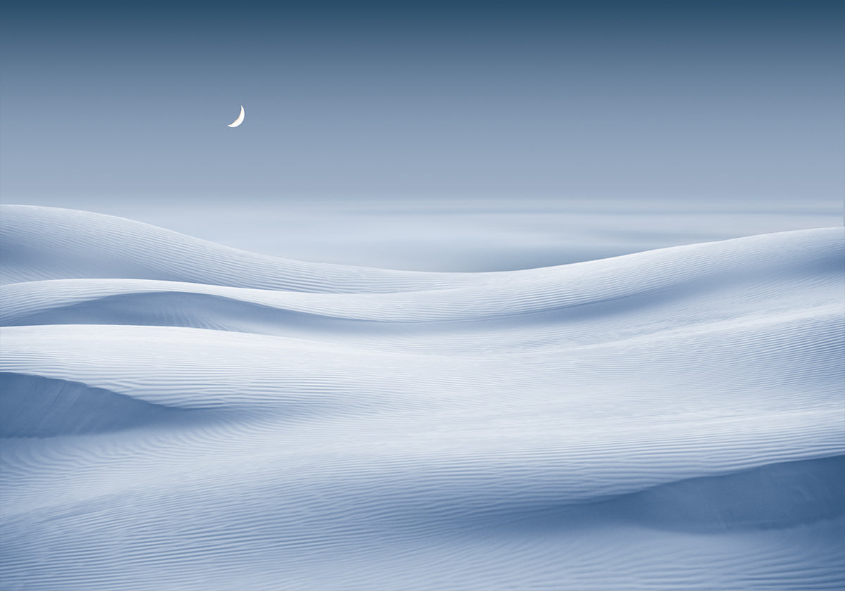 Moonlit Snow Waves Poster