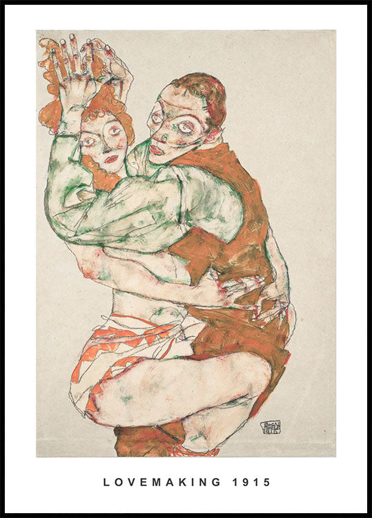 Egon Schiele-Inspired Abstract Art Poster - Posterbox.no