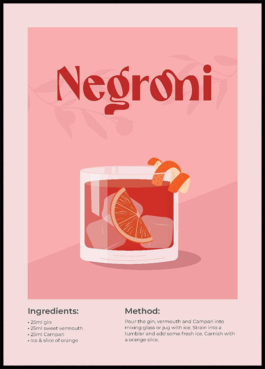 Negroni Cocktail Poster - Posterbox.no
