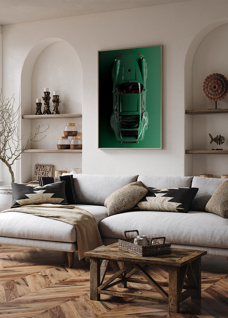 Retro Porsche 911 Green Poster - Posterbox.no