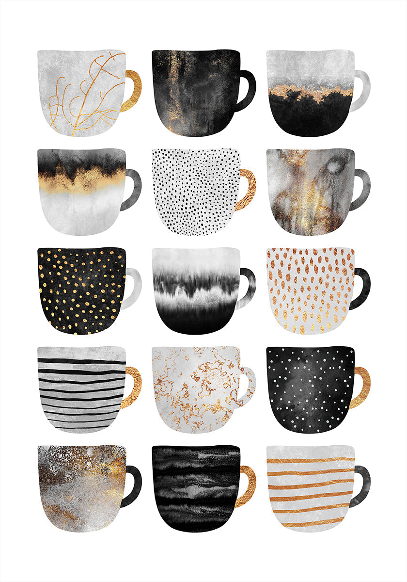 Pretty Coffee Cups Poster
