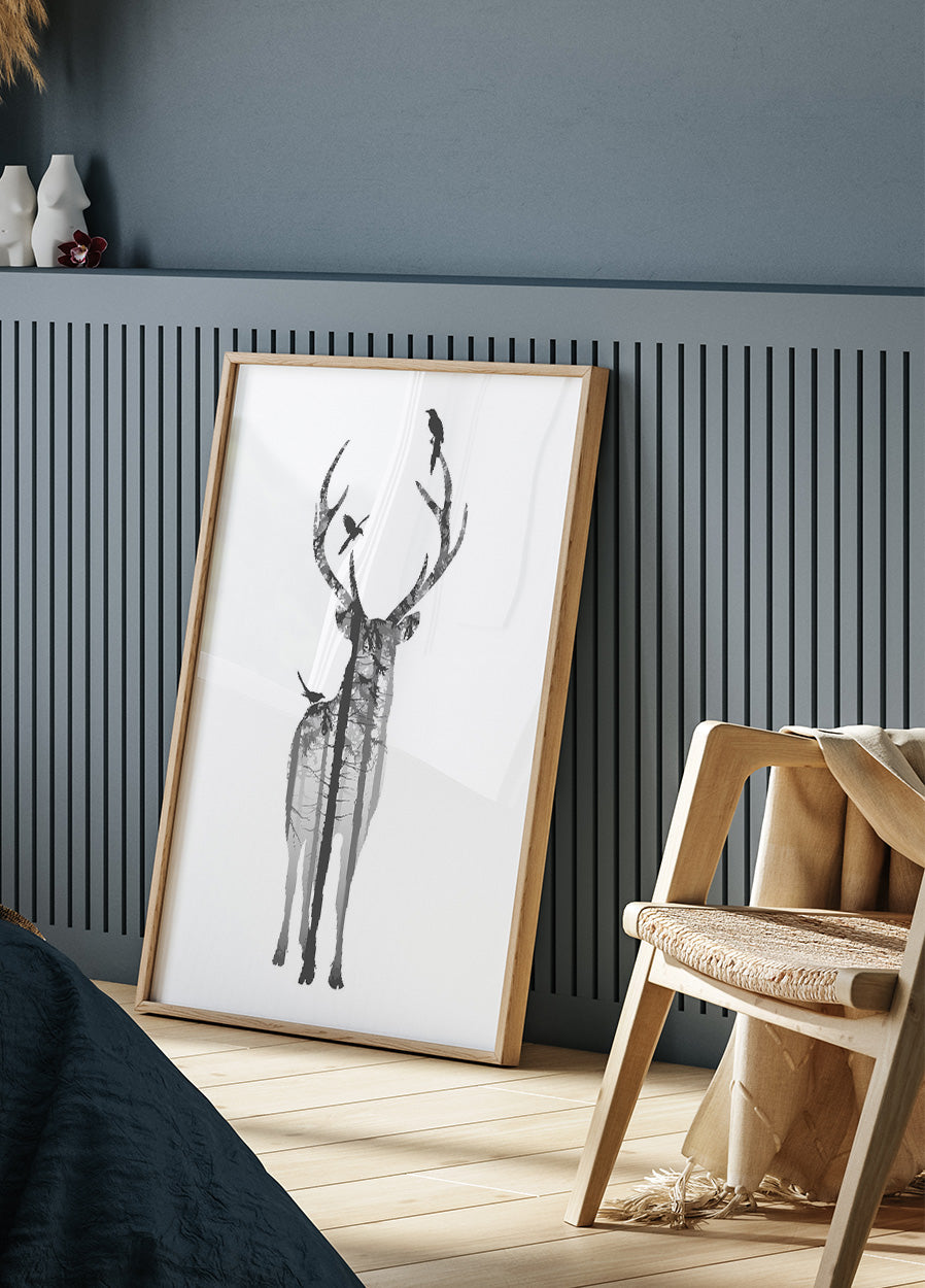 Deer And Birds Poster - Posterbox.dk