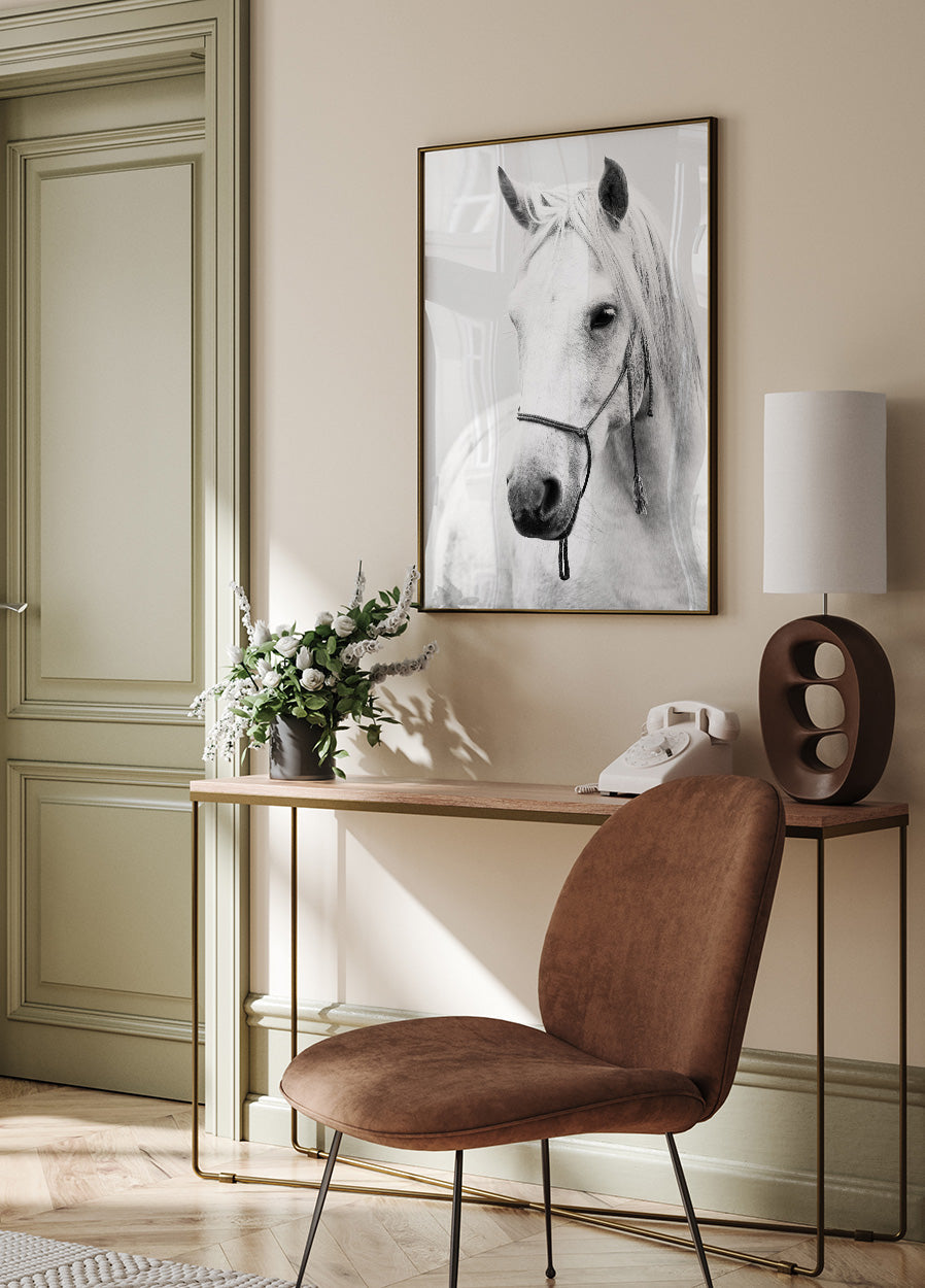 White Stallion Horse Poster - Posterbox.dk