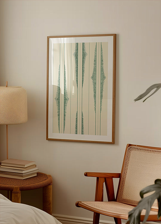 Boho ikat stripes green shades pattern (NEW) - Posterbox