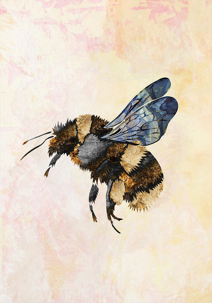 Grunge Watercolor Bee Poster