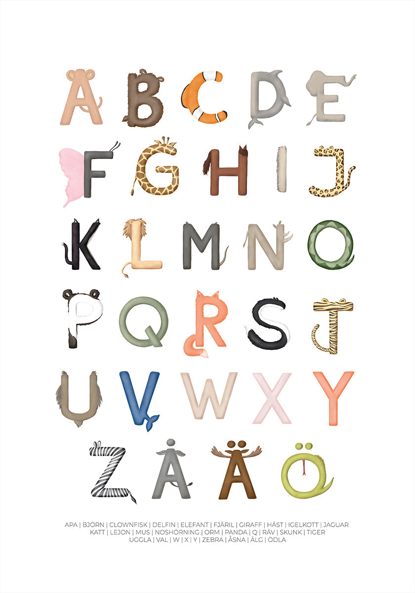 Animal Letters Poster