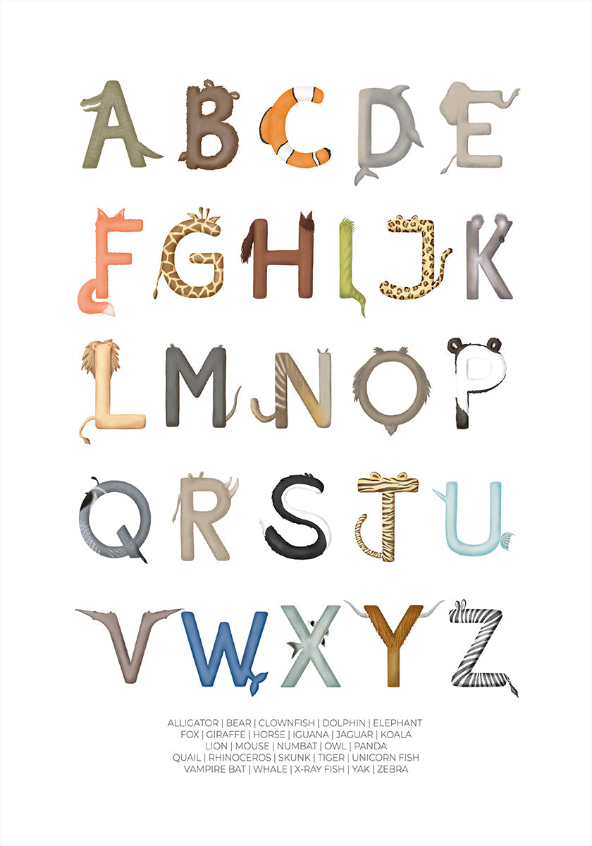 Animal Letters ABC Poster