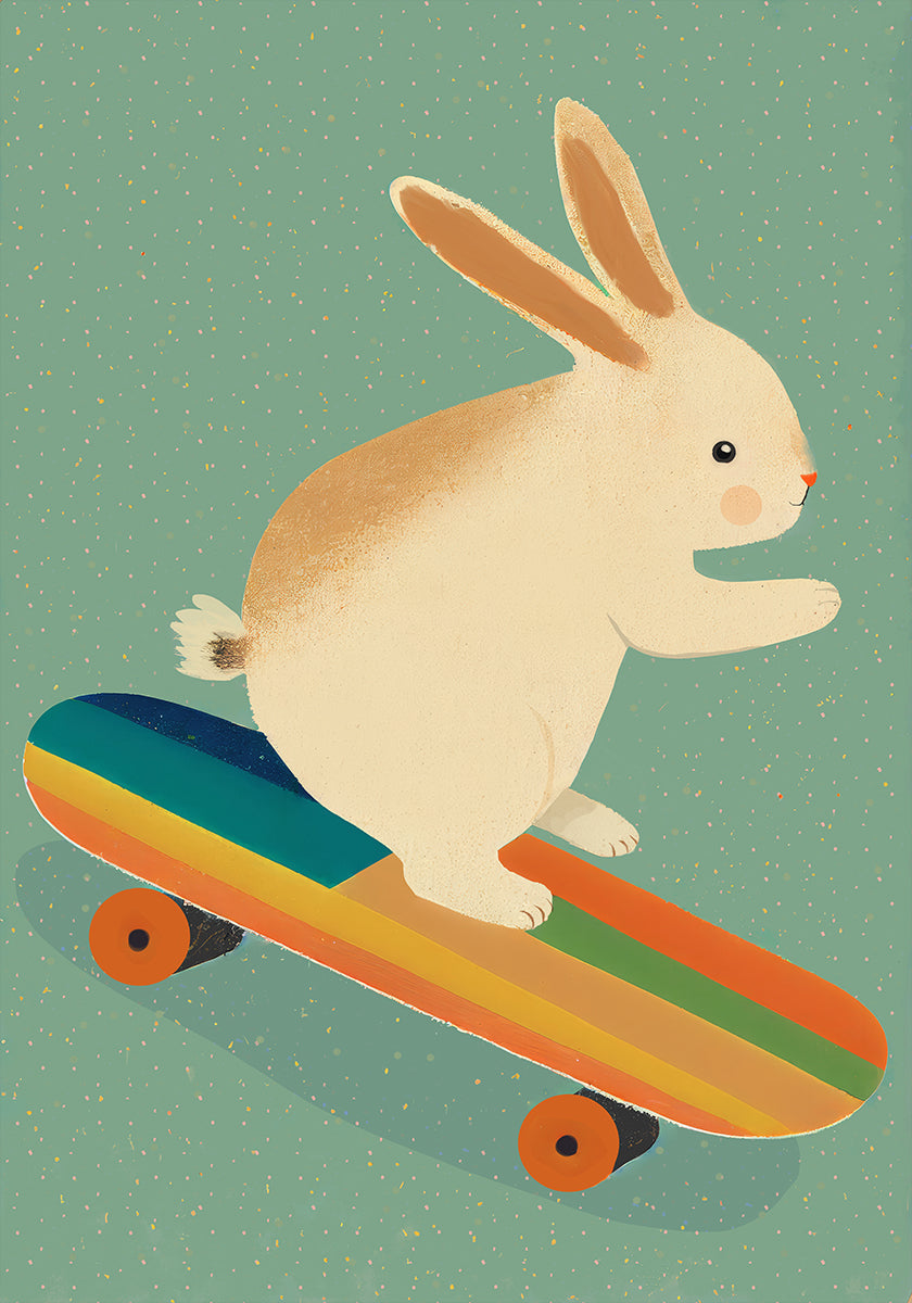 Skateboarding Bunny Poster