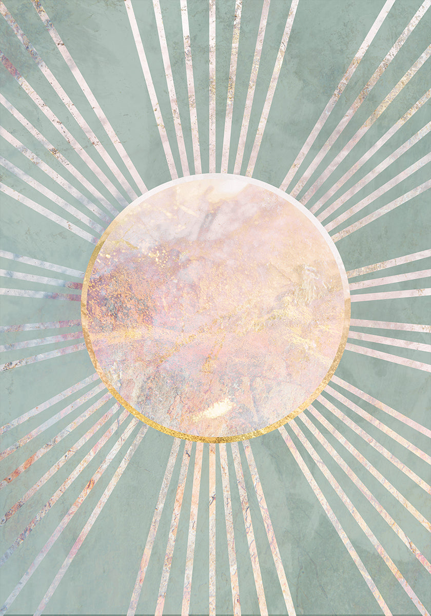 Sage Green Boho Sun Rays Poster