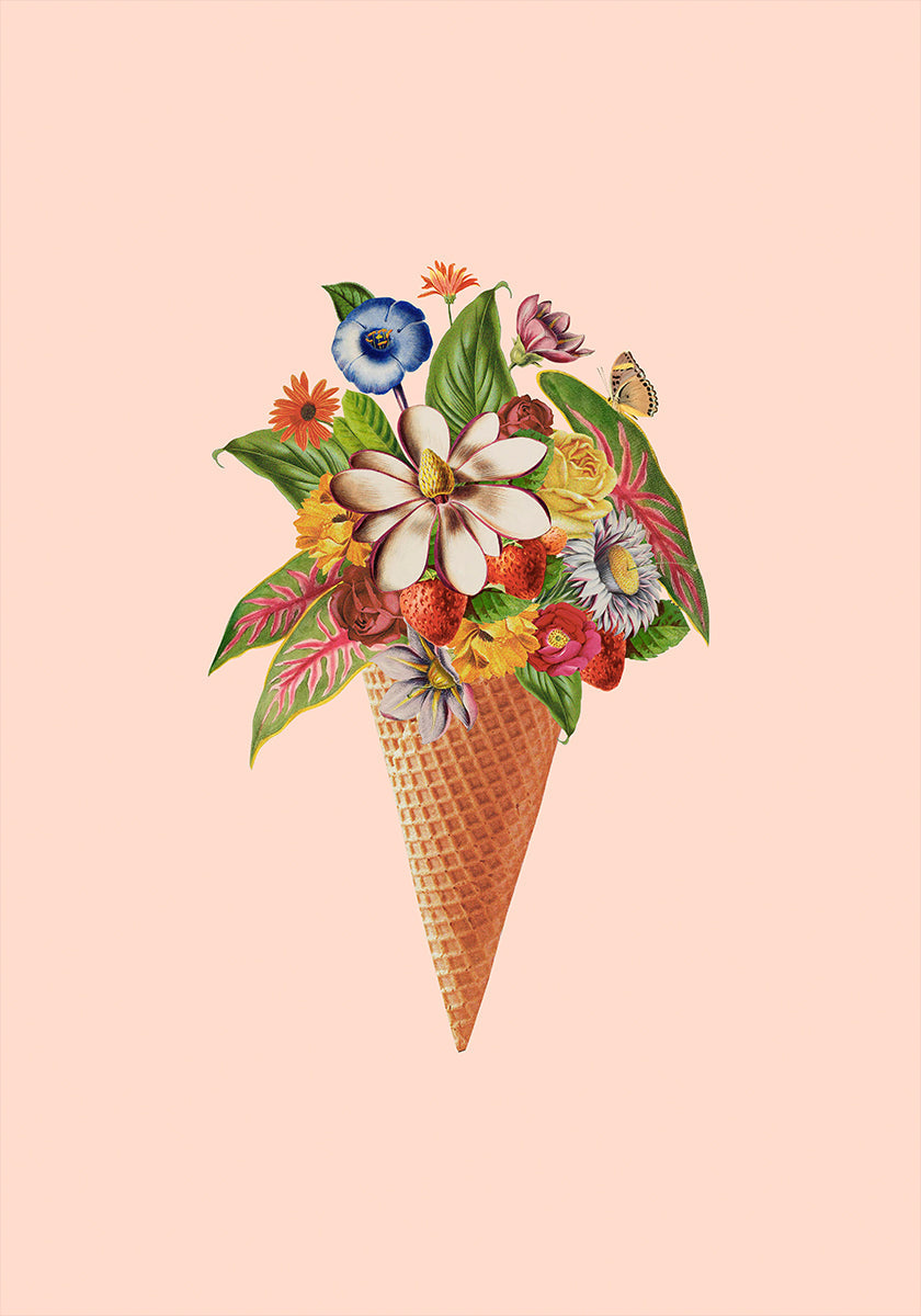 Botanical pink ice cream Poster