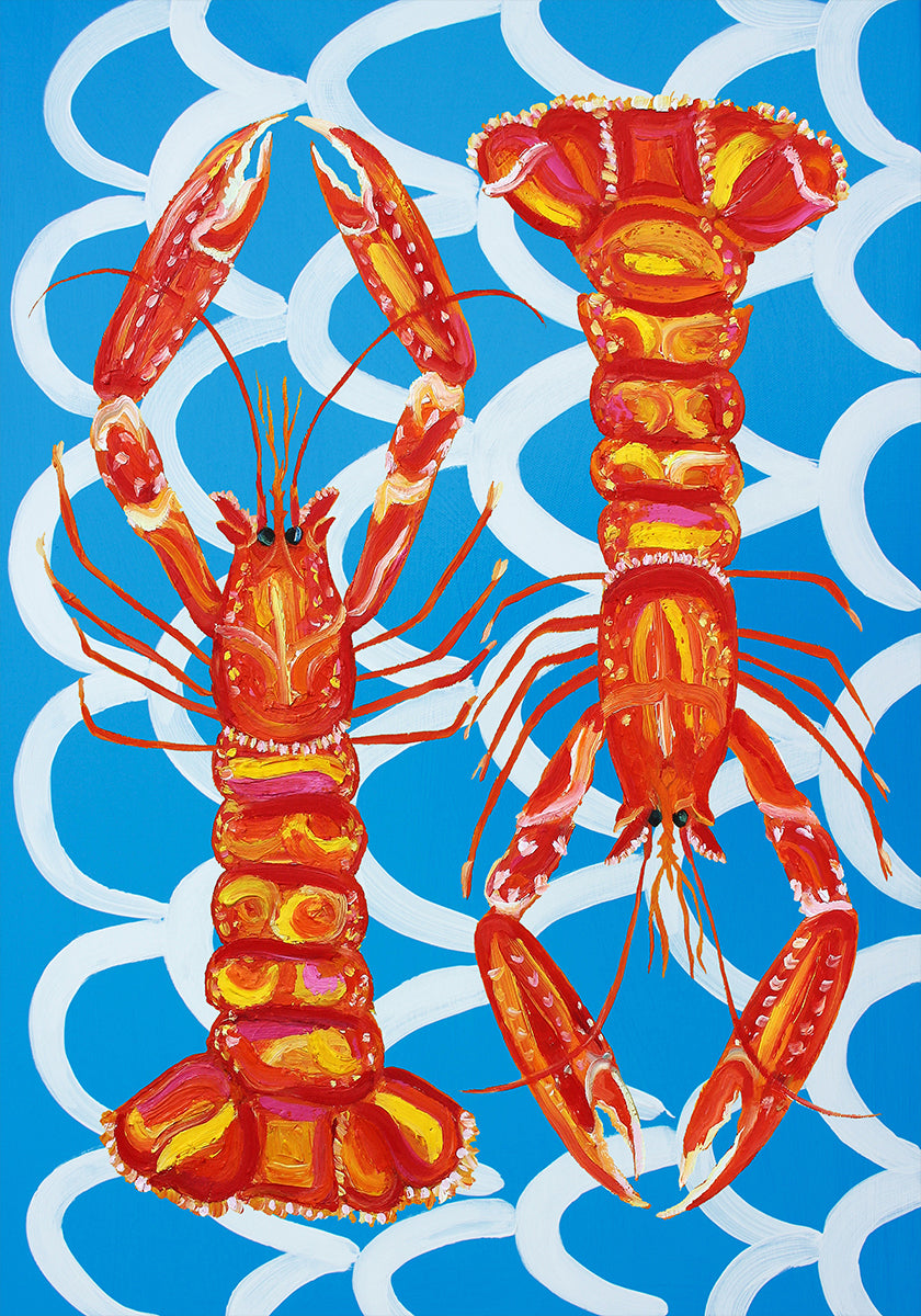 Langoustines On Blue Poster