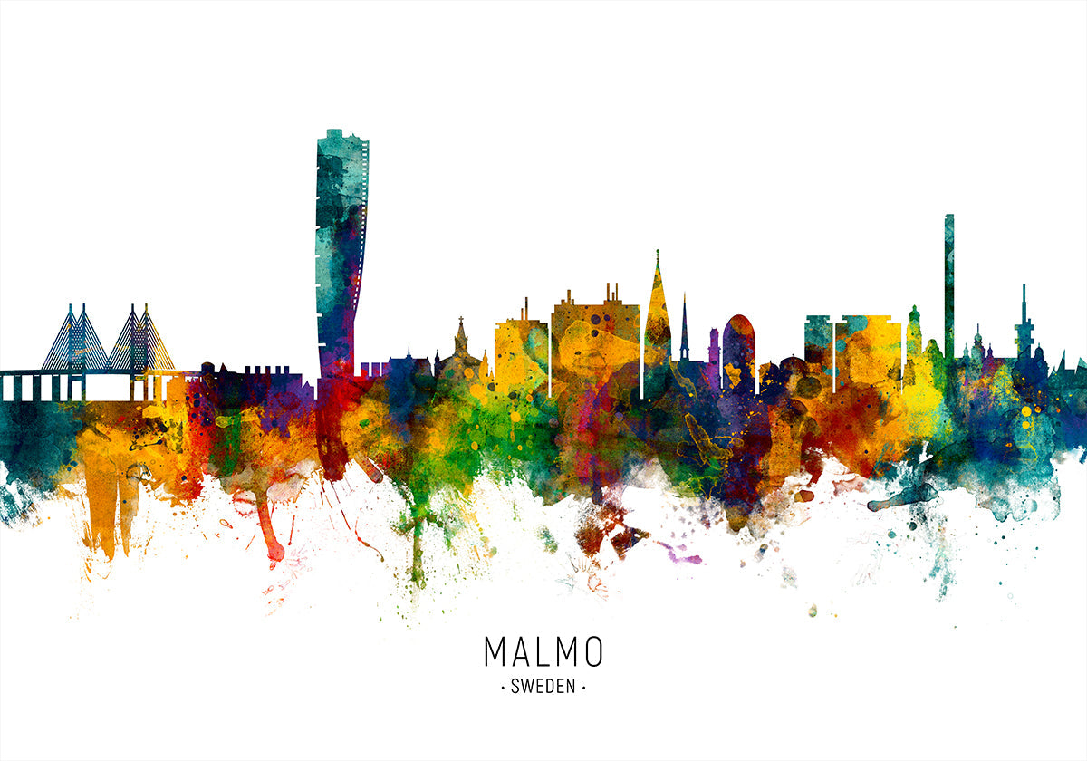 Malmo Sweden Skyline Poster