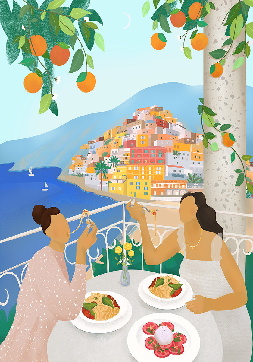 Girls in Positano Poster