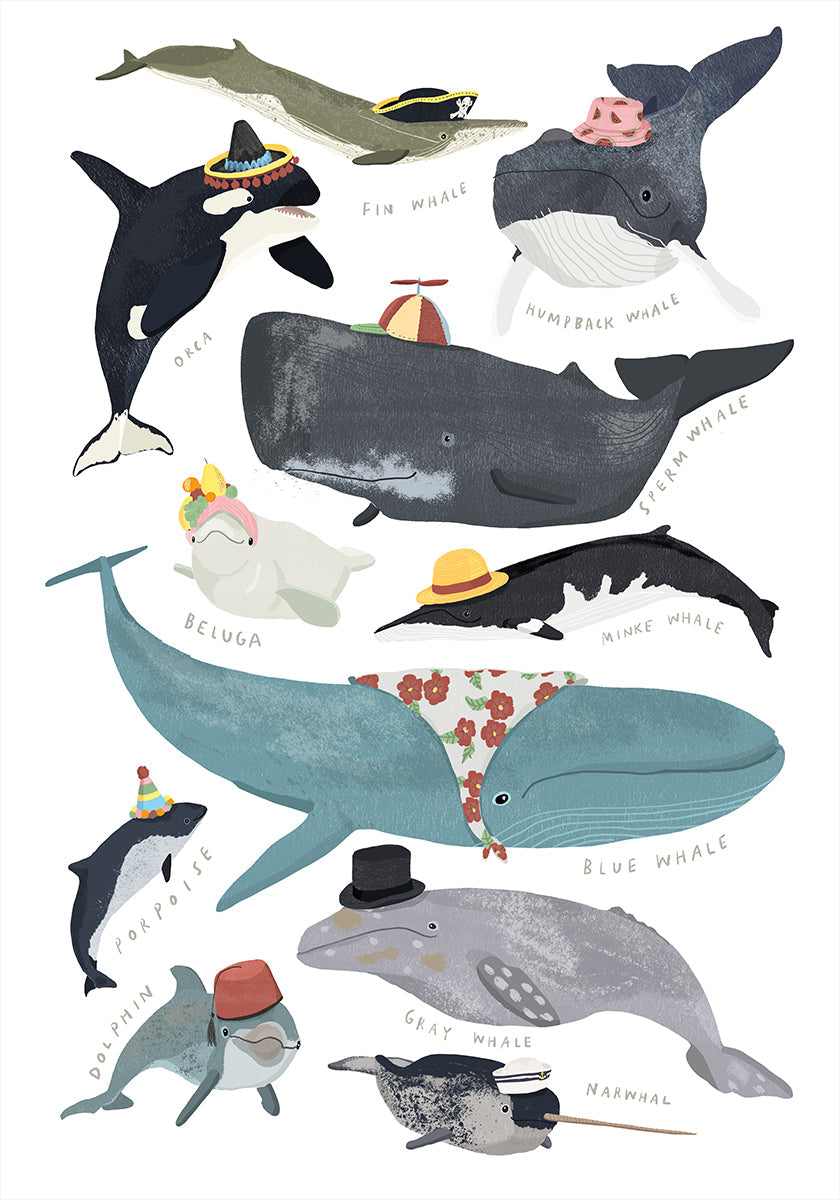 Whales In Hats Poster