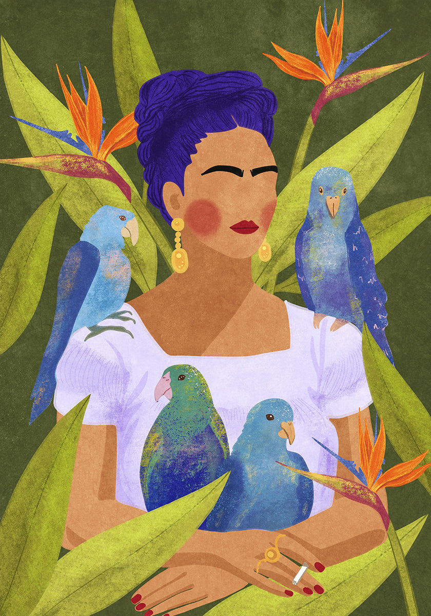 Frida and birds Poster