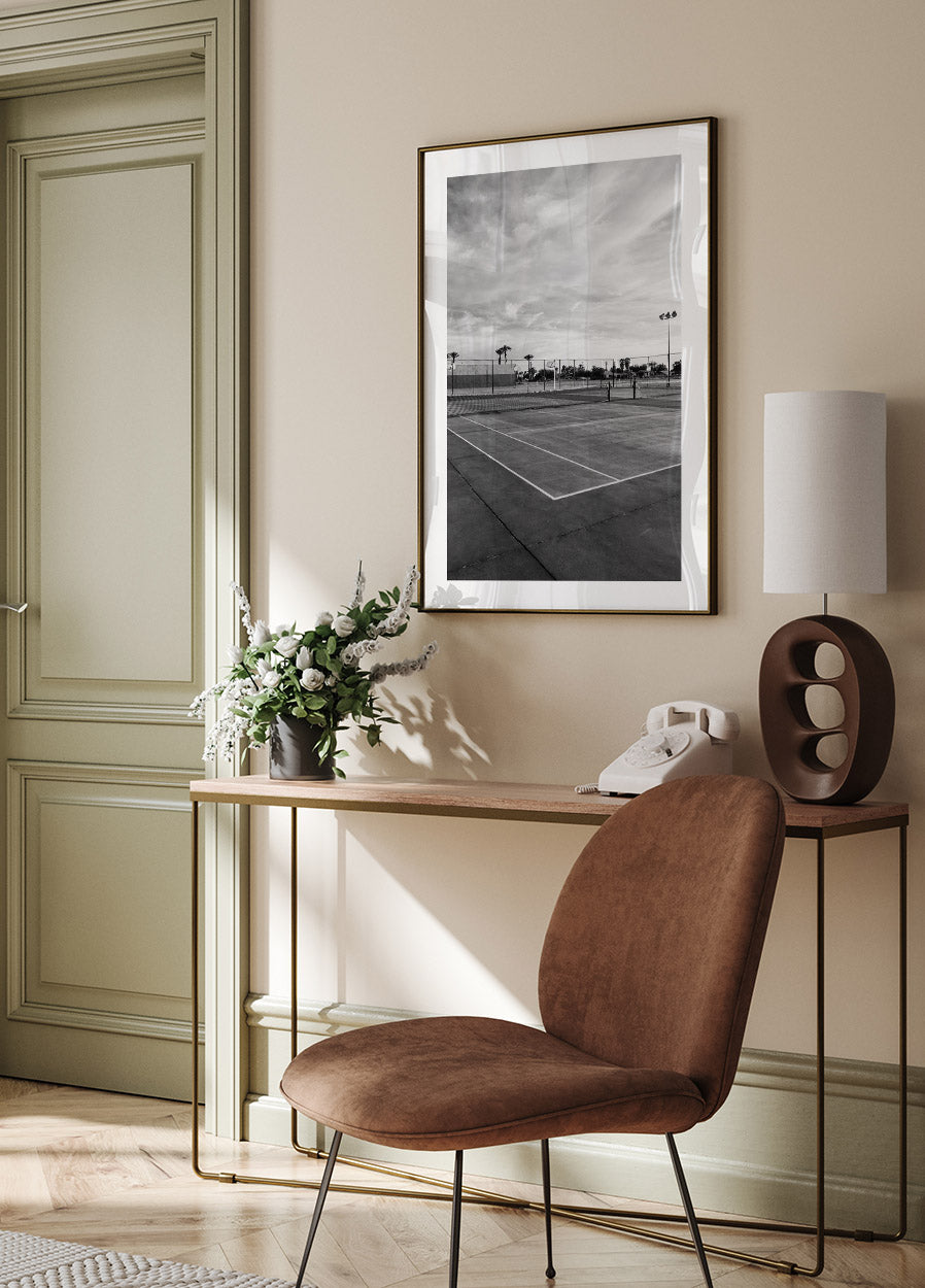 Tennis Court B&W Poster - Posterbox.no