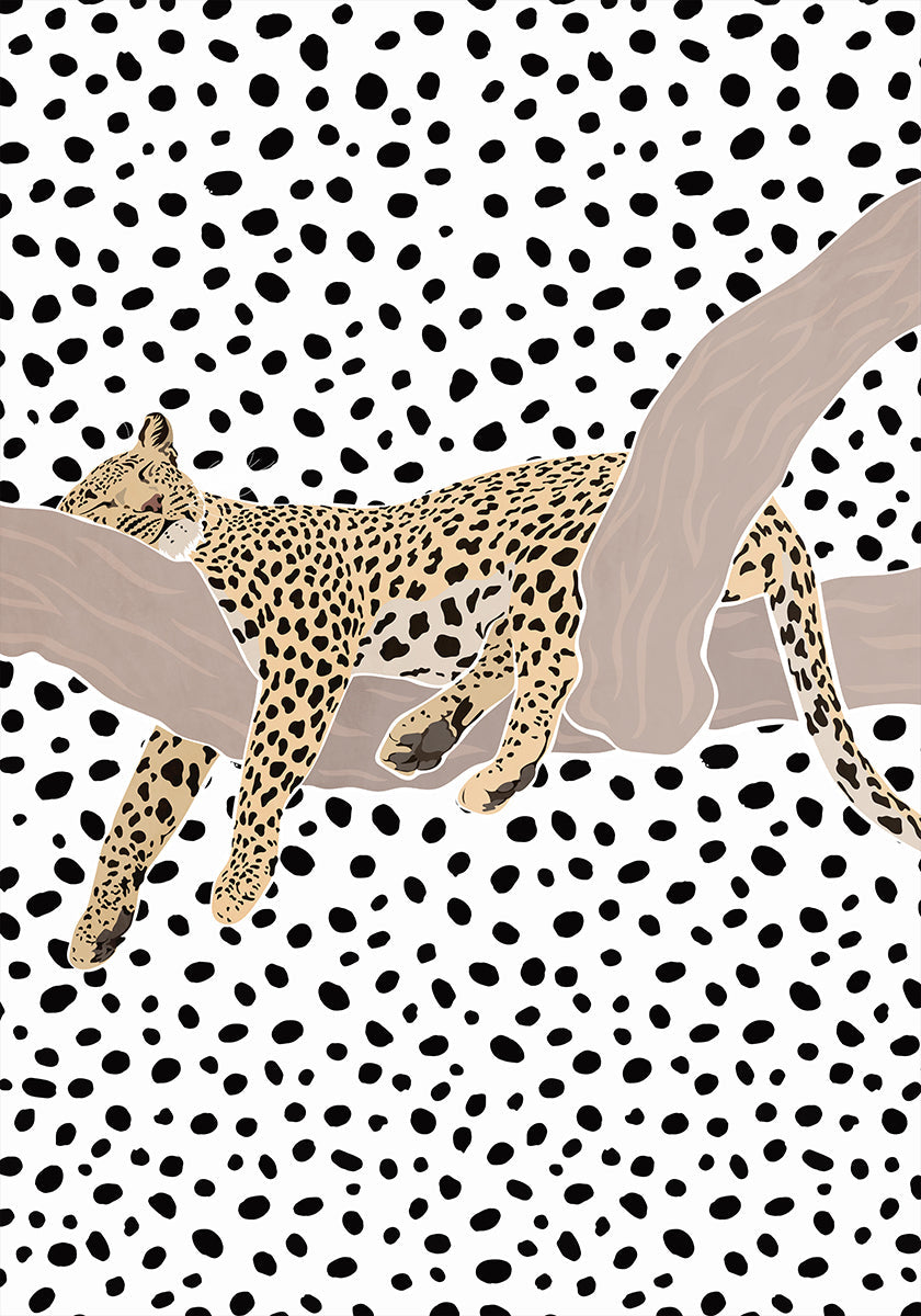 Leopard Sleeping Polka Dots Poster