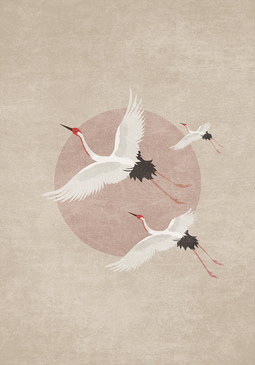 Cranes in Flight Poster