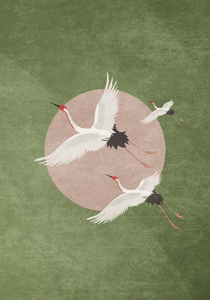 Cranes in Flight Poster