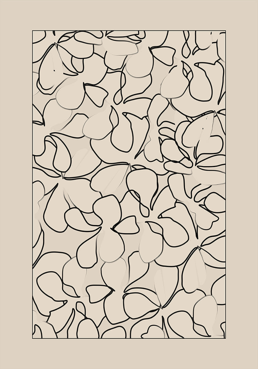 Seamless Pattern of Outlined Flowers Poster