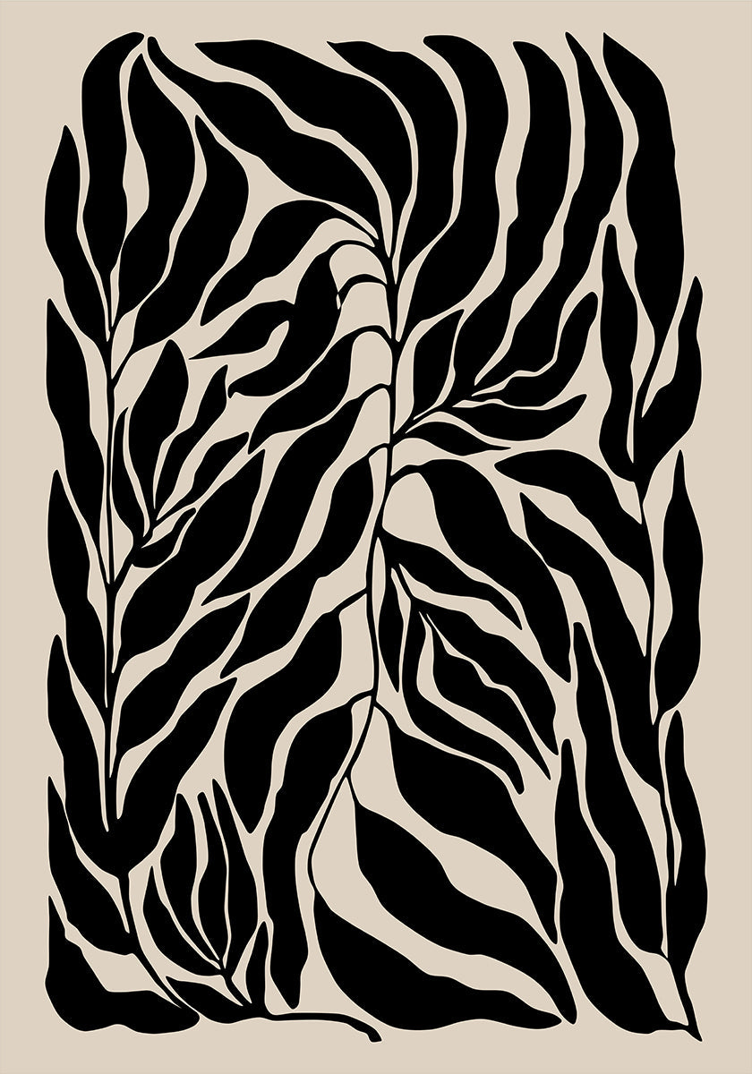 Black Leaf Silhouettes Poster