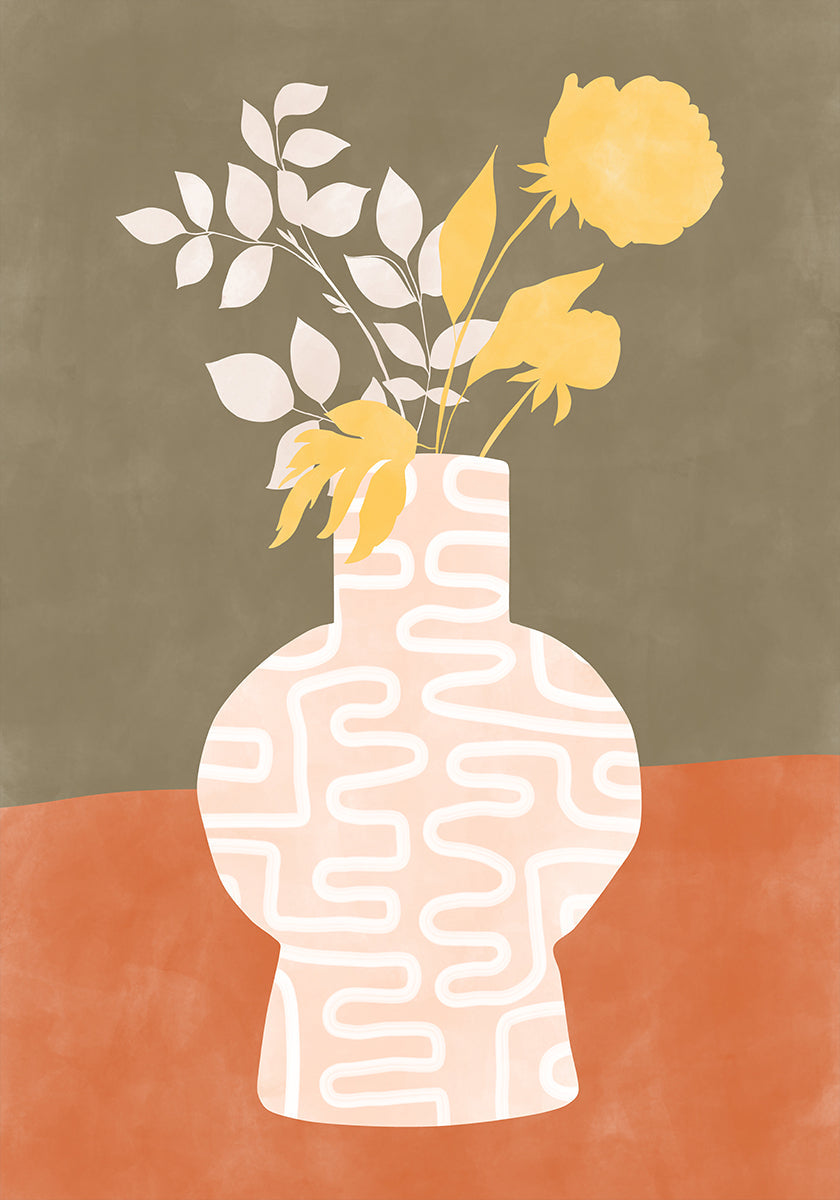 Stylized Vase With White Patterns Poster