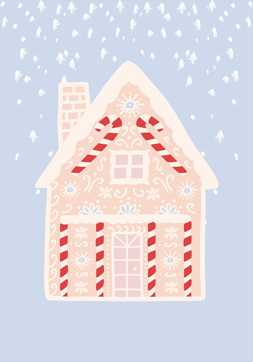 Blue Gingerbread House Poster