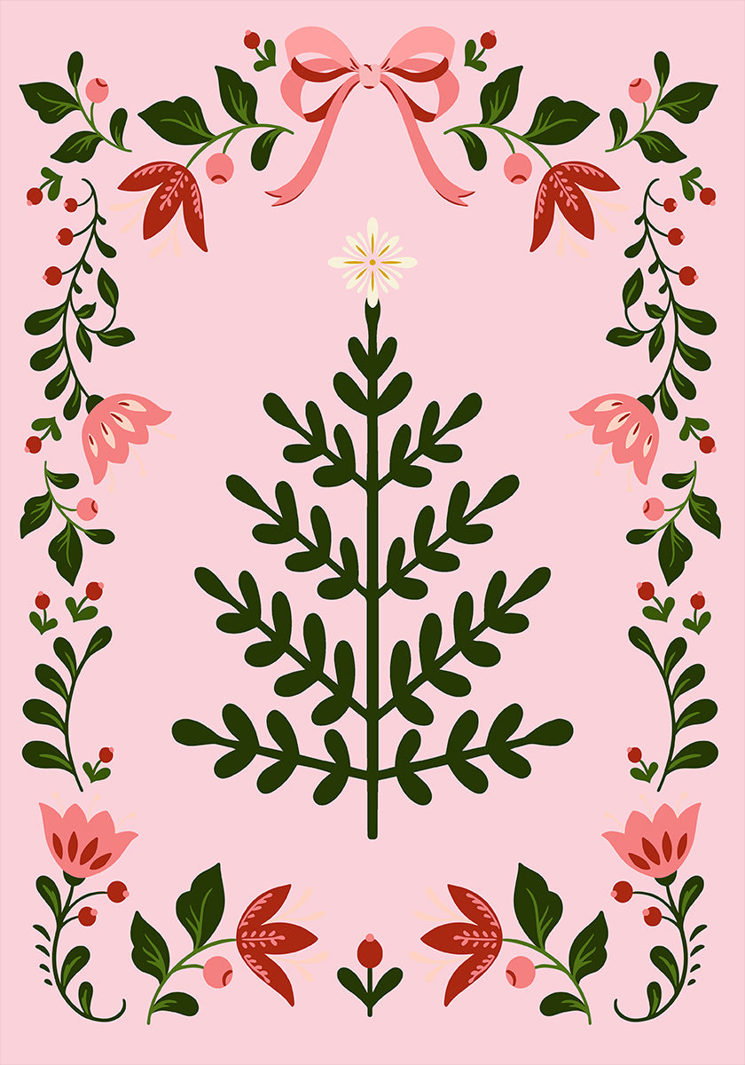 Pink Christmas Tree Poster