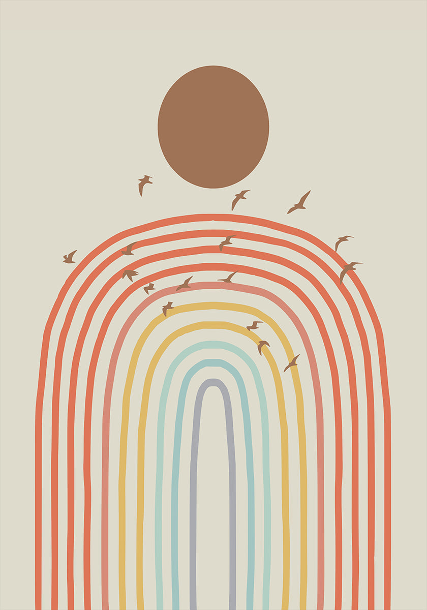 Stylized Rainbow With Layered Pastel Poster