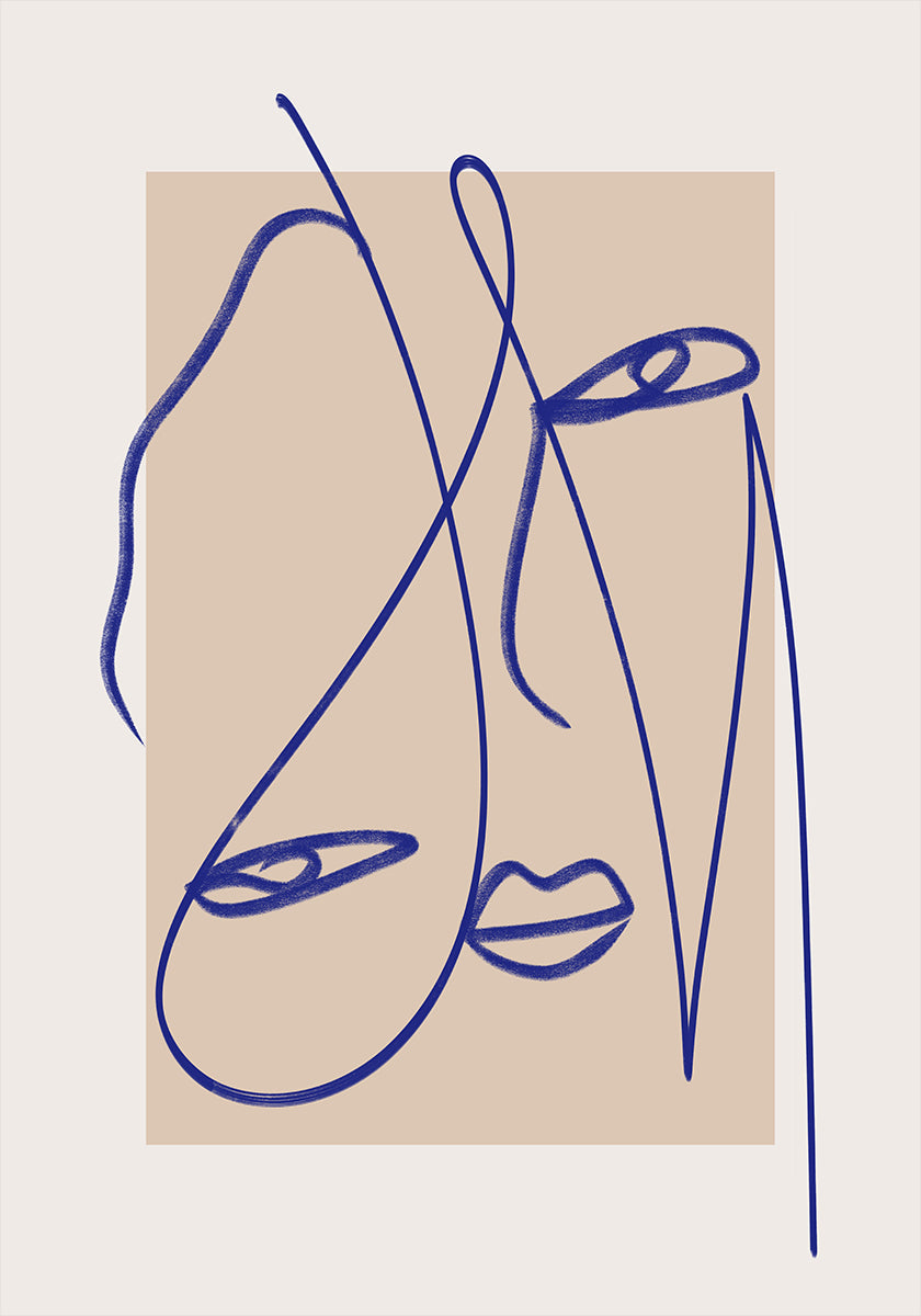 Abstract Blue Line Art Poster