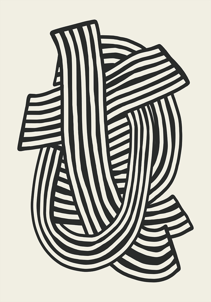 Striped Abstract In Black Poster