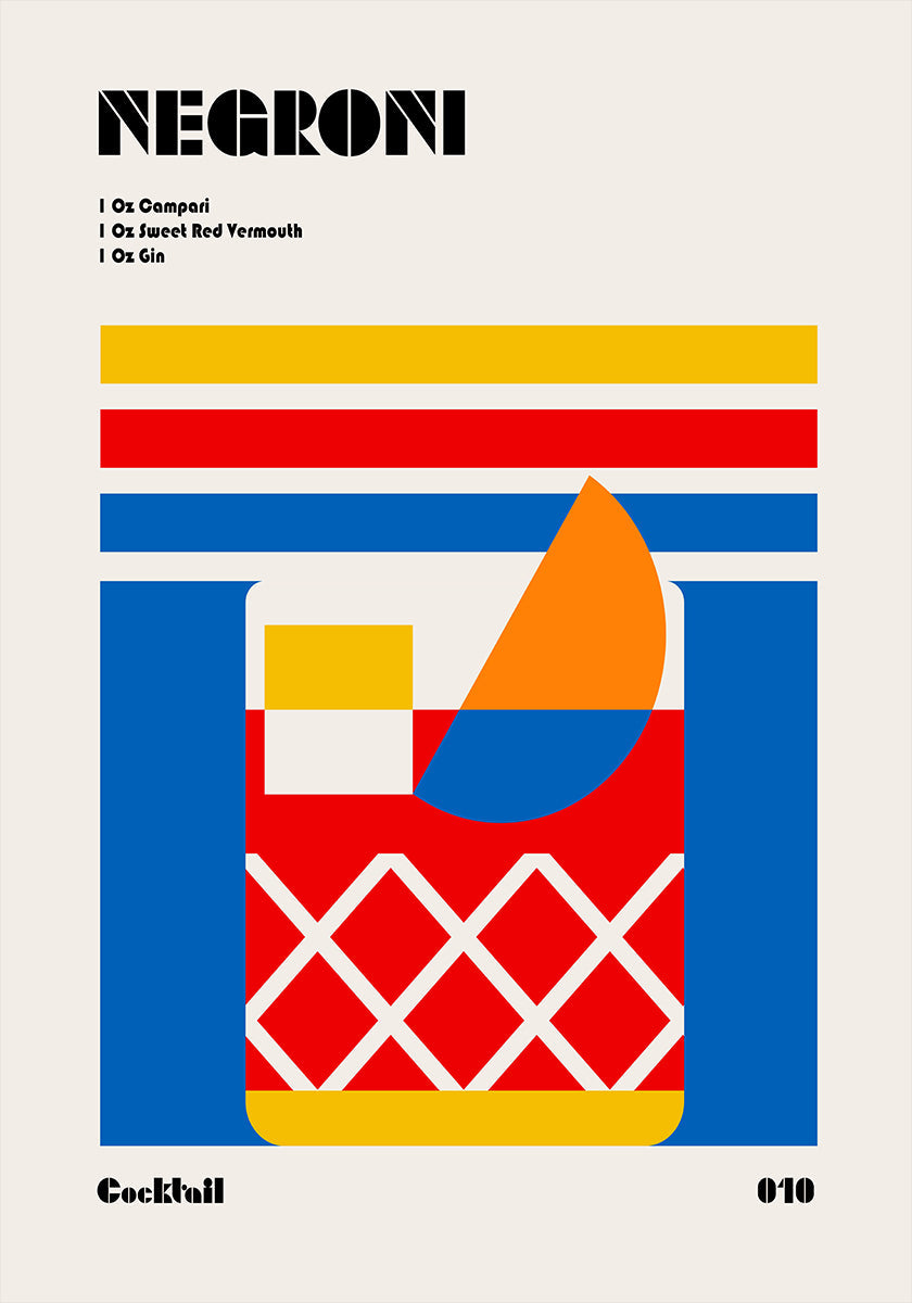 Negroni Bauhaus Cocktail Poster