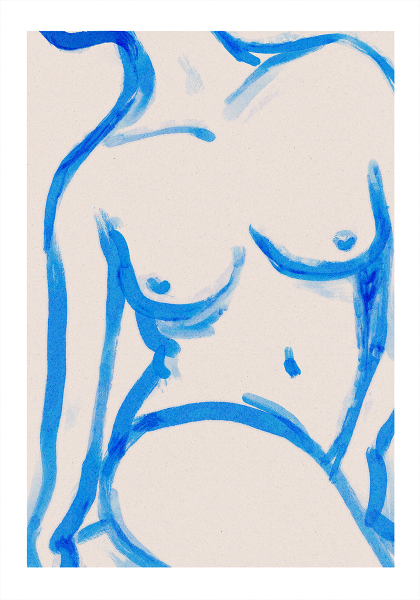 Blue Contour Nude Poster