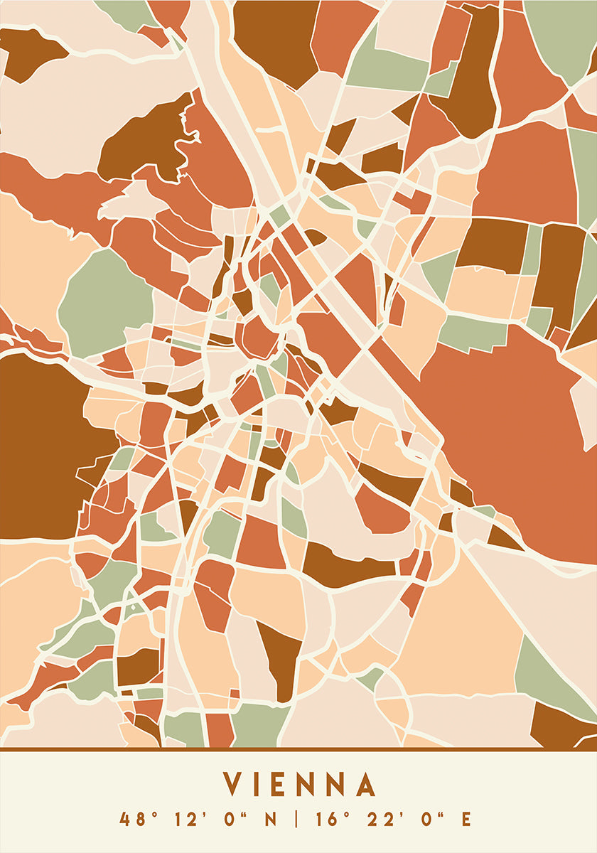 Black Maps Earth Tones 92 Poster