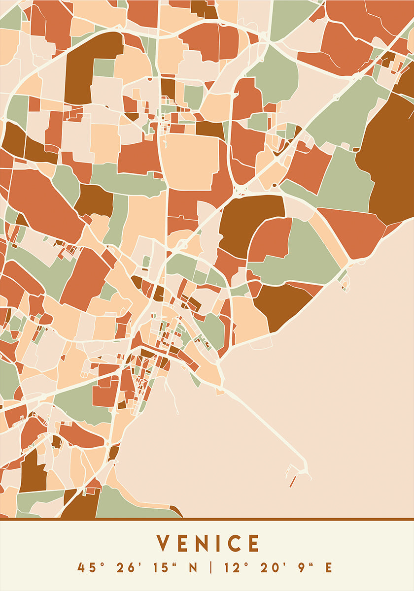 Black Maps Earth Tones 91 Poster