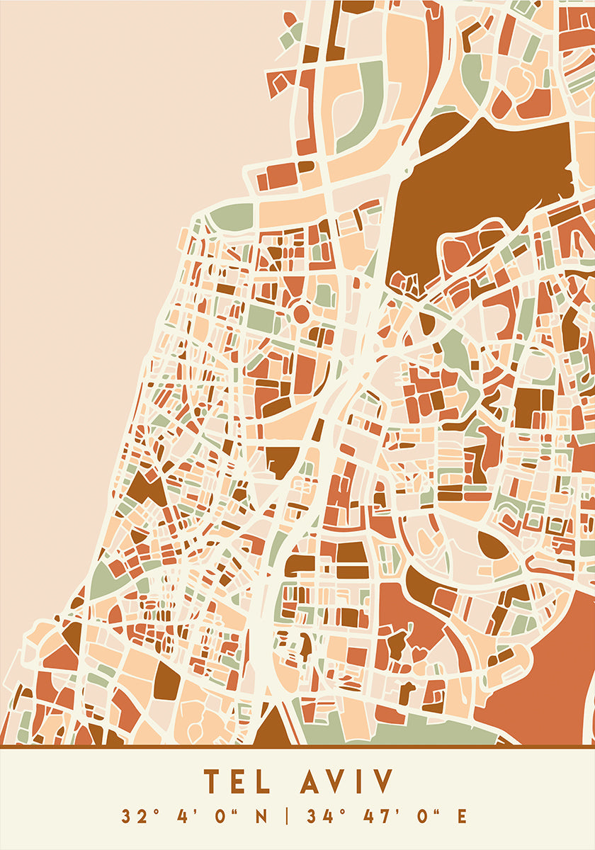 Black Maps Earth Tones 87 Poster