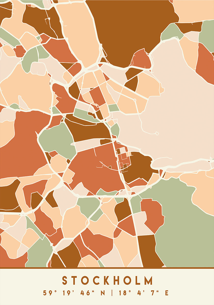 Black Maps Earth Tones 83 Poster