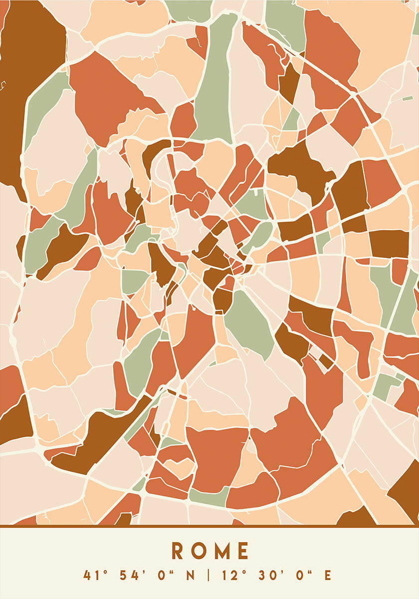 Black Maps Earth Tones 72 Poster