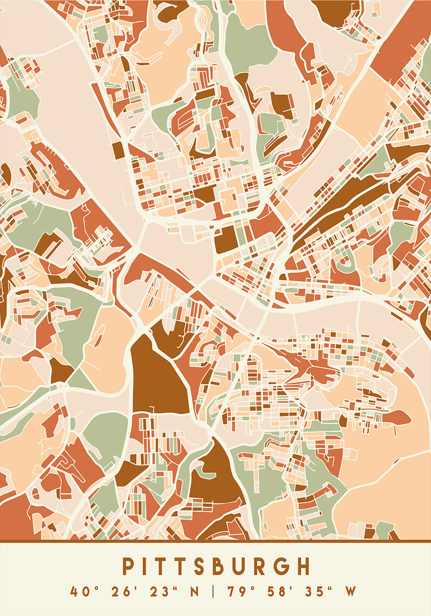 Black Maps Earth Tones 67 Poster