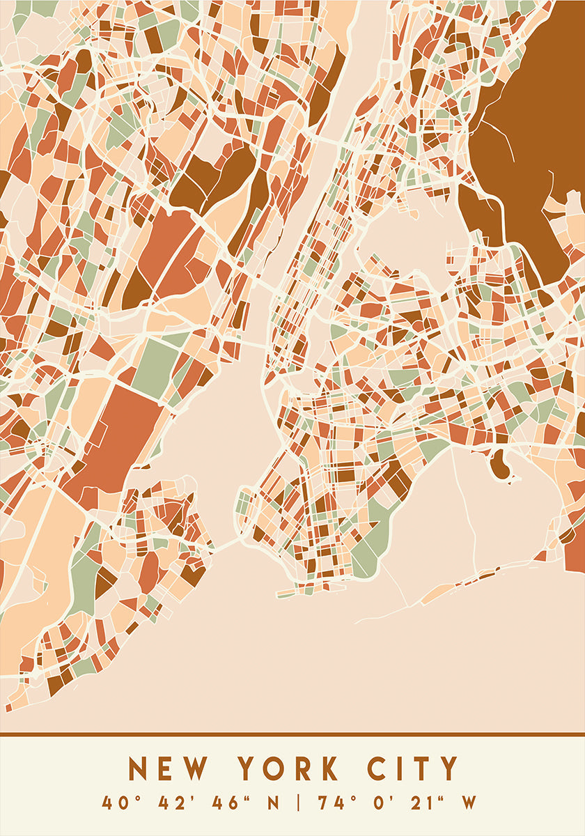 Black Maps Earth Tones 61 Poster