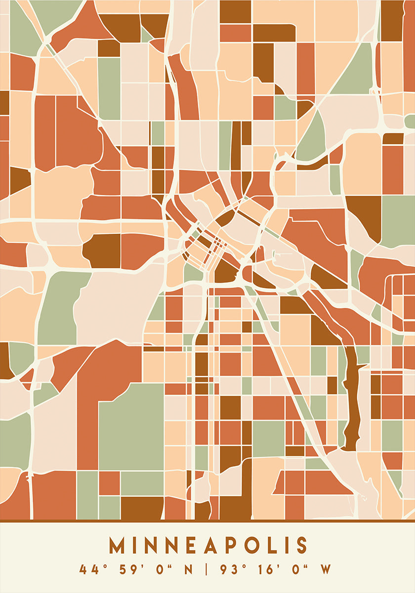 Black Maps Earth Tones 55 Poster