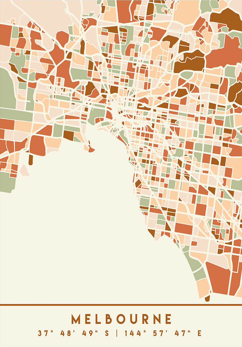 Black Maps Earth Tones 50 Poster