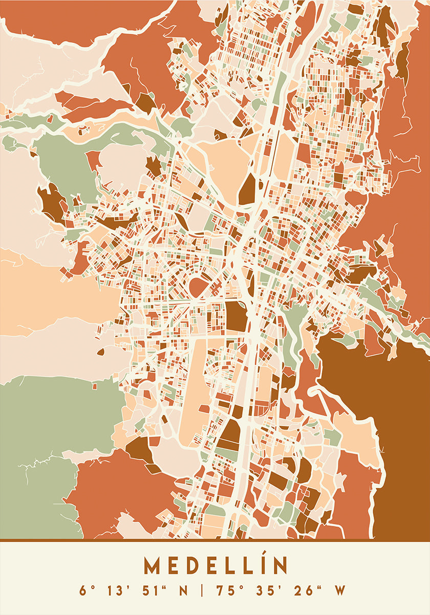 Black Maps Earth Tones 49 Poster