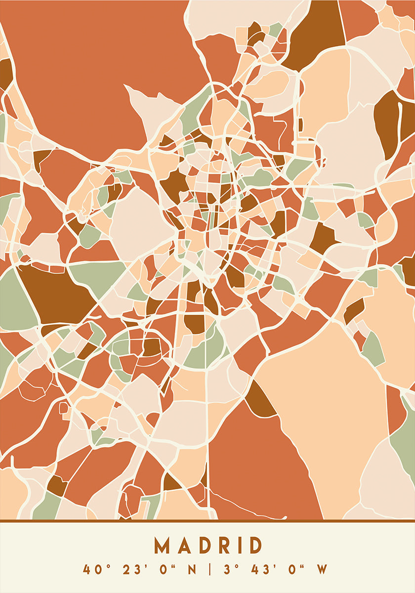 Black Maps Earth Tones 44 Poster